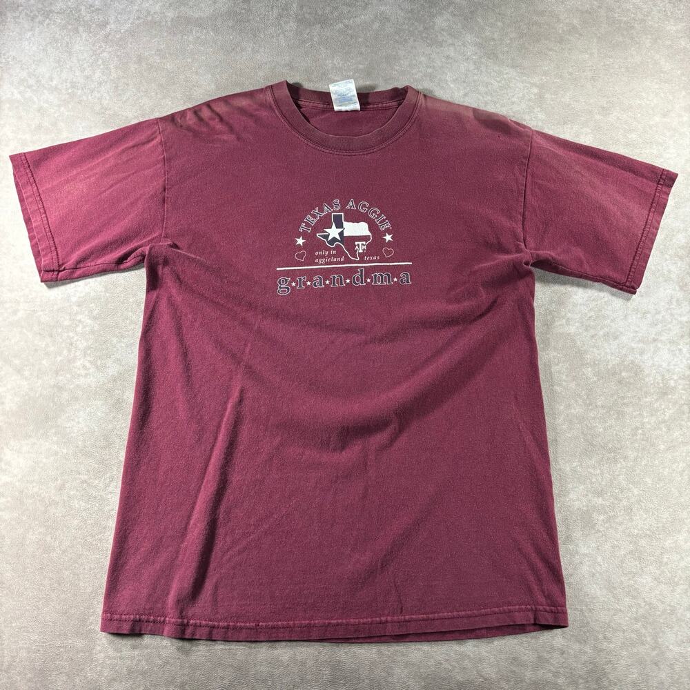 Vintage Texas A&M Aggie Grandma T-Shirt Maroon Y2K Athleisure Medium